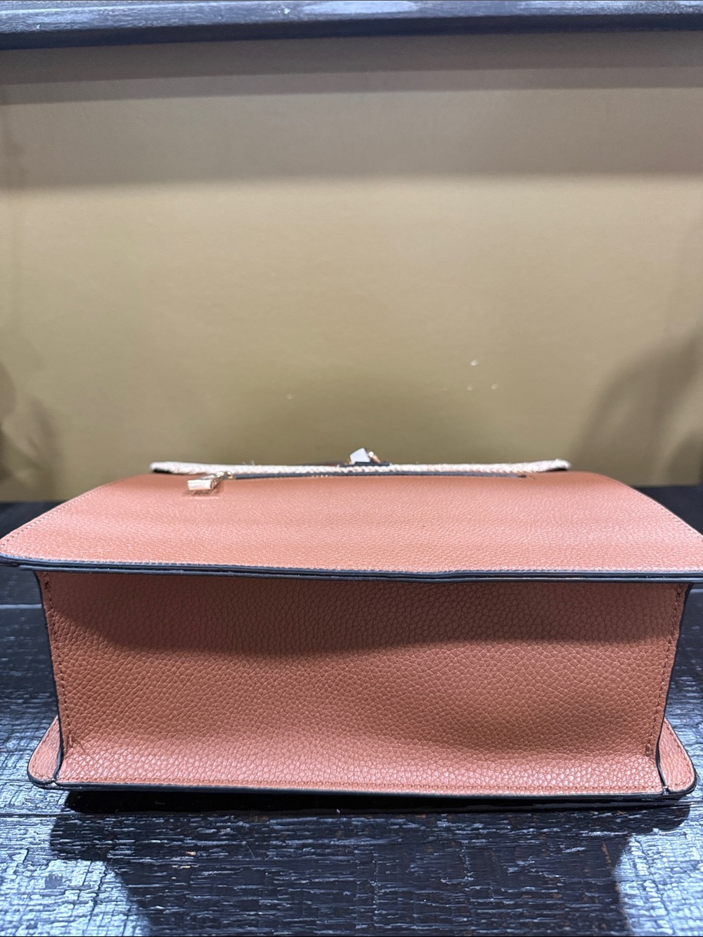 ALDO Tan, Cream & Straw Woven Top-Handle Satchel with Cardholder - Picture 4 of 8